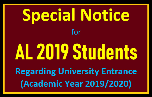 Special Notice for AL 2019 Students Regarding University Entrance (Academic Year 2019/2020)