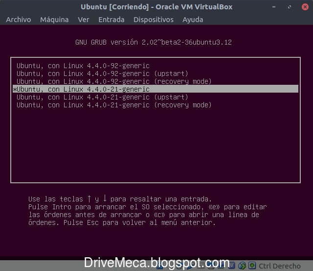 Eligiendo un kernel linux en grub ubuntu