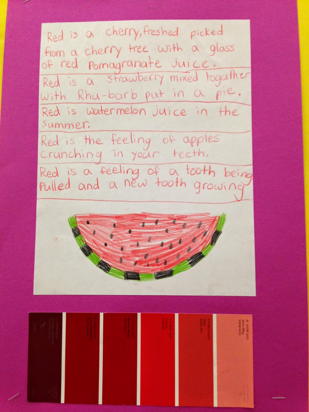 Grade 4 Paint Chip Poetry