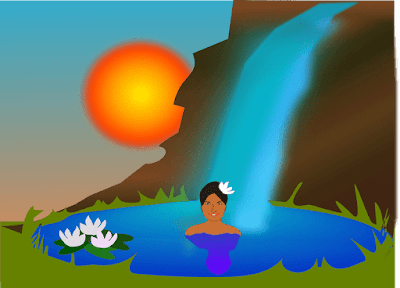 A Tantric Paradise Woman bathing outside paradise