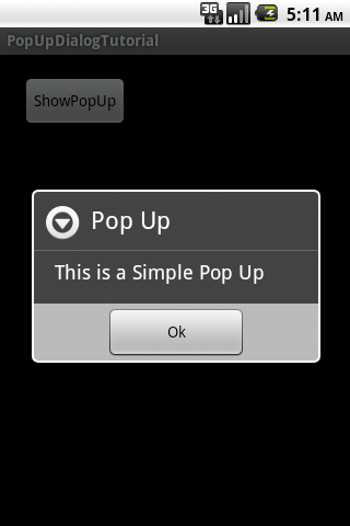 Android Dom: Displaying an Android Pop Up Dialog (AlertDialog)