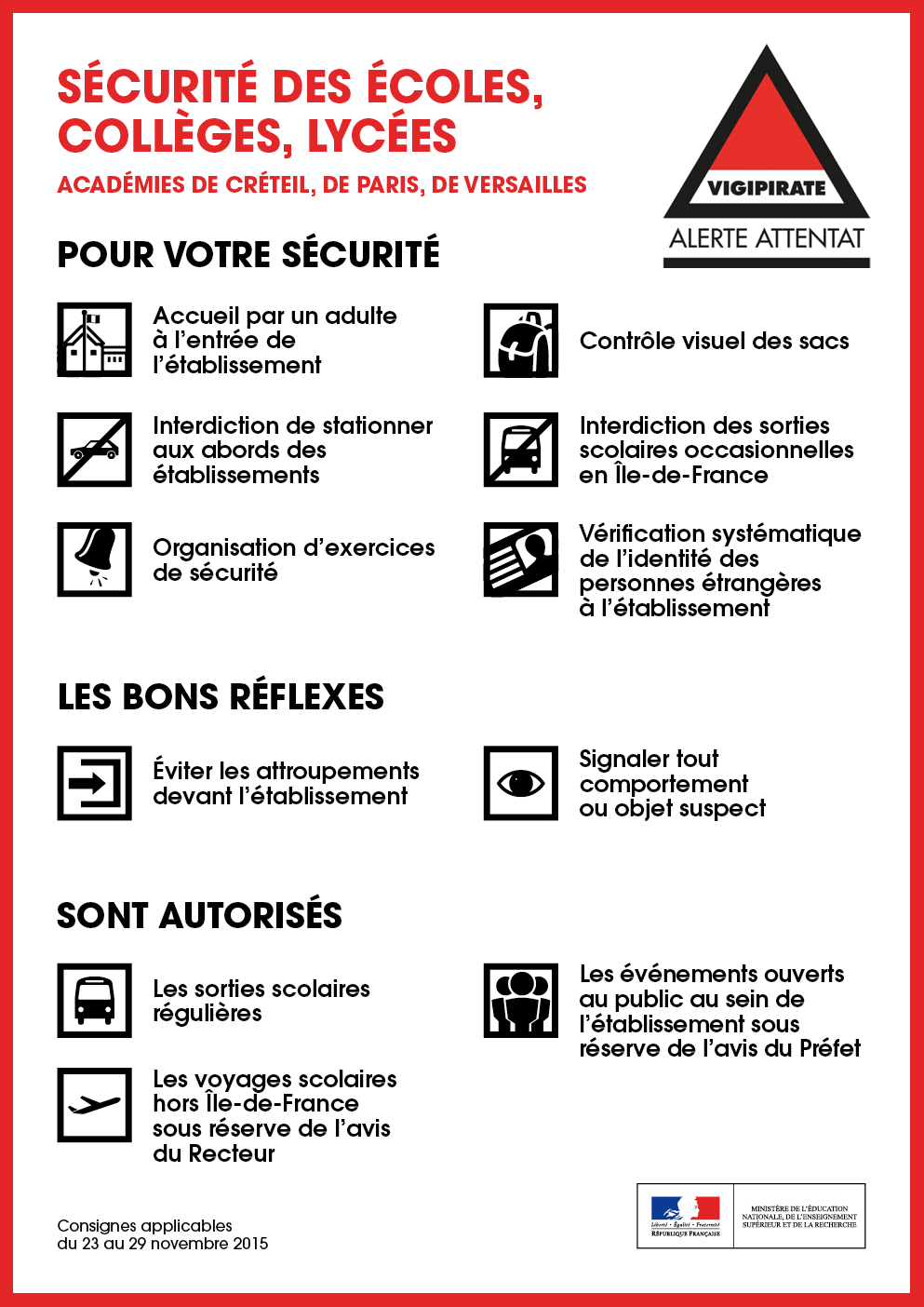École élémentaire Parmentier Nouvelles consignes de sécurité pour les écoles École élémentaire Parmentier Nouvelles consignes de sécurité pour les écoles
