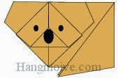 Bước 15: Vẽ mắt, mũi để hoàn thành cách xếp con gấu Koala bằng giấy đơn giản theo phong cách origami.