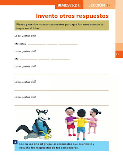 Apoyo Primaria Español 1er grado Bimestre 2 lección 17 Invento otras respuestas 