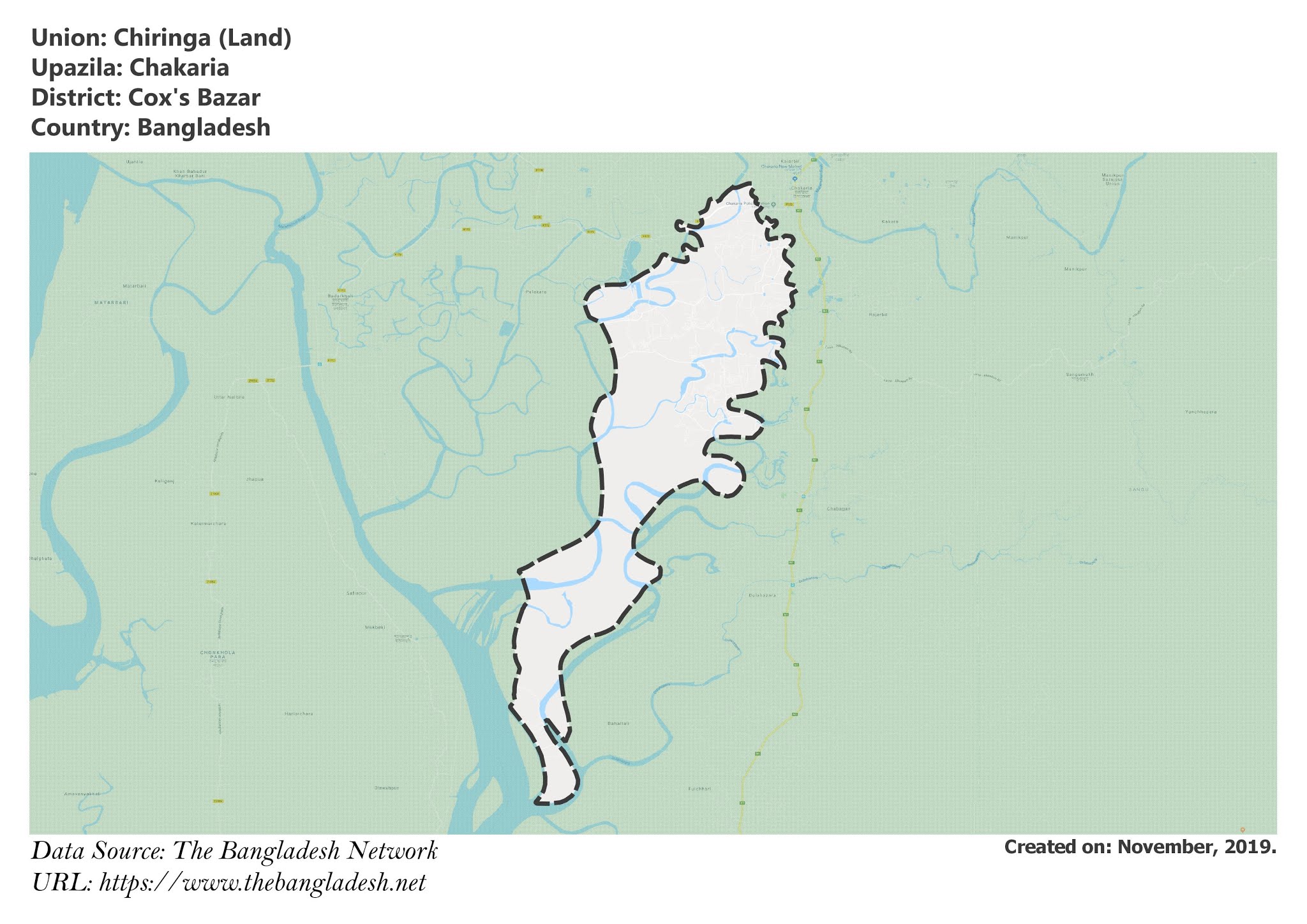 Map of Chiringa of Chakaria Upazila Map of Chiringa of Cox's Bazar, Bangladesh.