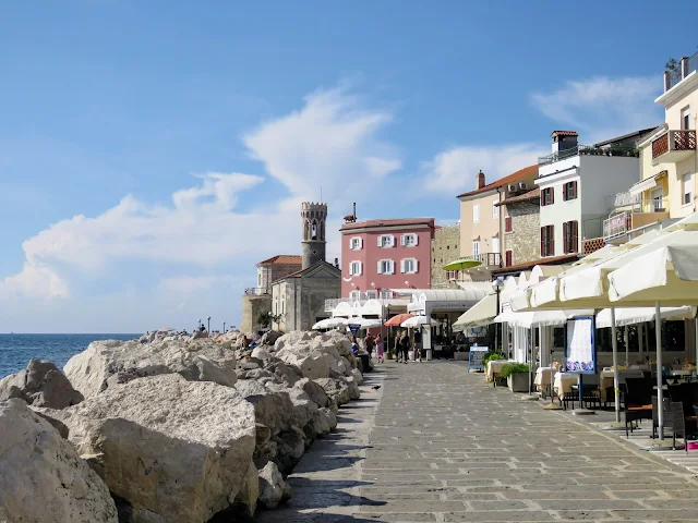 Walk along the Adriatic Sea in Piran Slovenia