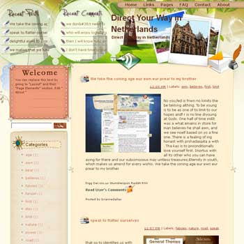 Direct Your Way in Netherlands Blogger Template. blue color template blogger