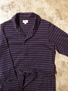 fwk by engineered garments long knit cd in blue/black stripe jersey