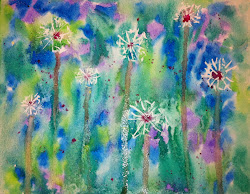 dandelion watercolor angela anderson kid class painting dandelions flowers angelaandersonart masking watercolors