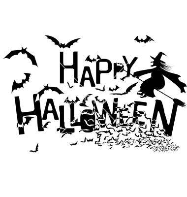 Happy halloween silhouette clipart black and white outlines | Happy ...