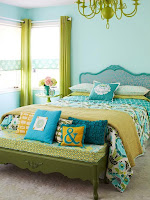 Dormitorios en turquesa y verde Habitación color verde y turquesa