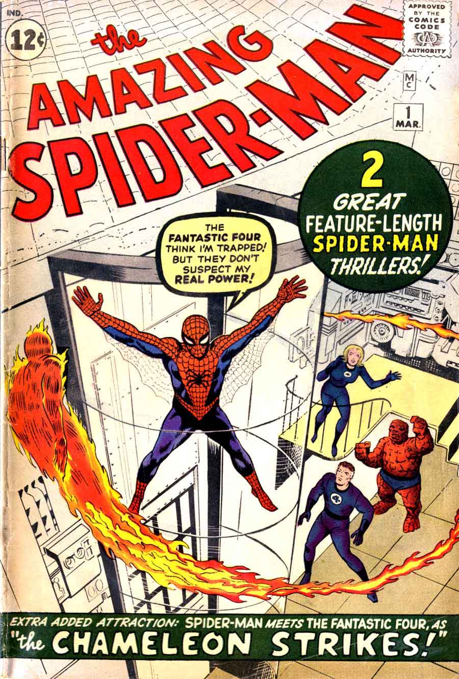 Amazing Spider-man v1 #1 1963 marvel comic book cover art by Jack Kirby, Steve Ditko