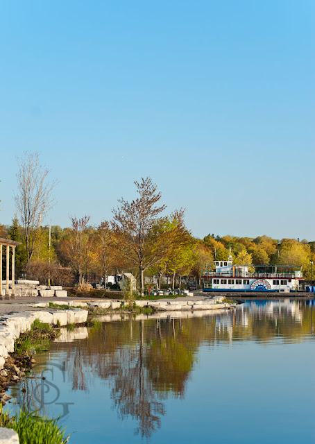 The Island Princess docked in the Port of Orillia, autumn view