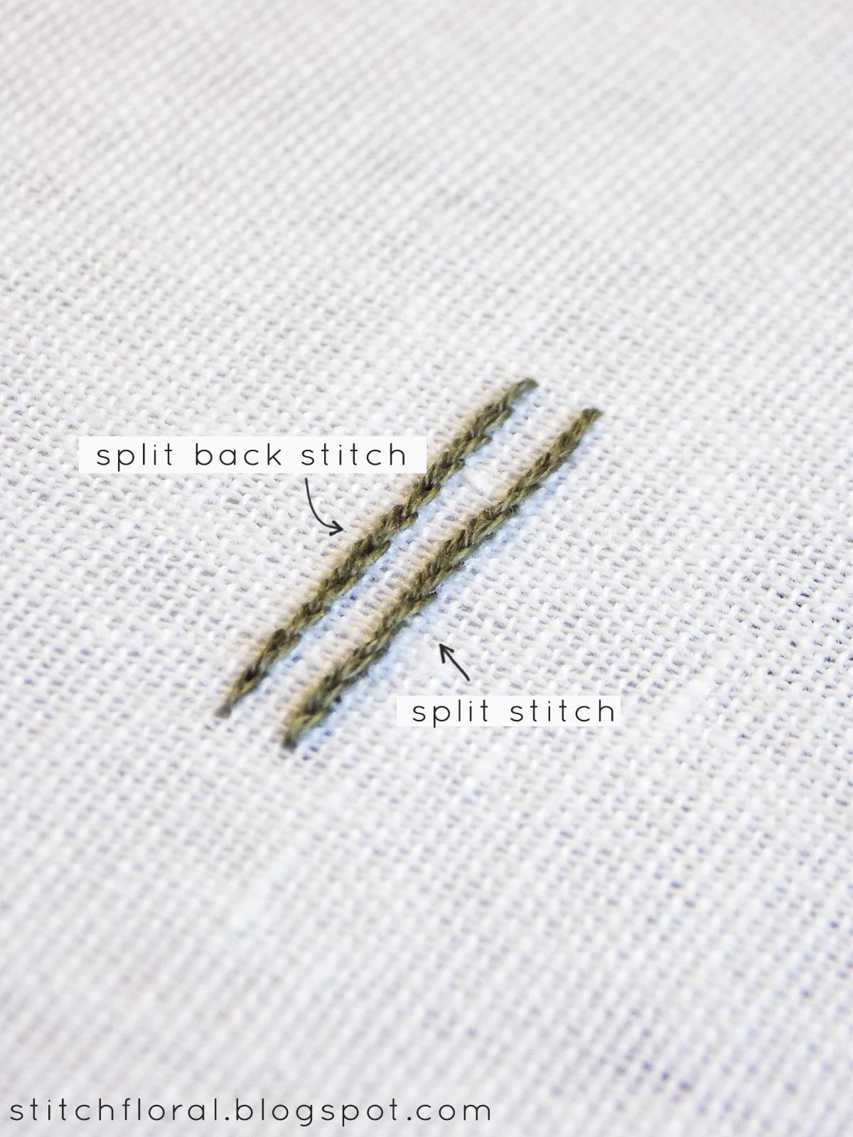 Split back stitch tutorial Stitch Floral