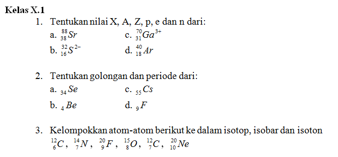 Soal Kimia Kelas 10 Isotop Isobar Dan Isoton - Soal Seru