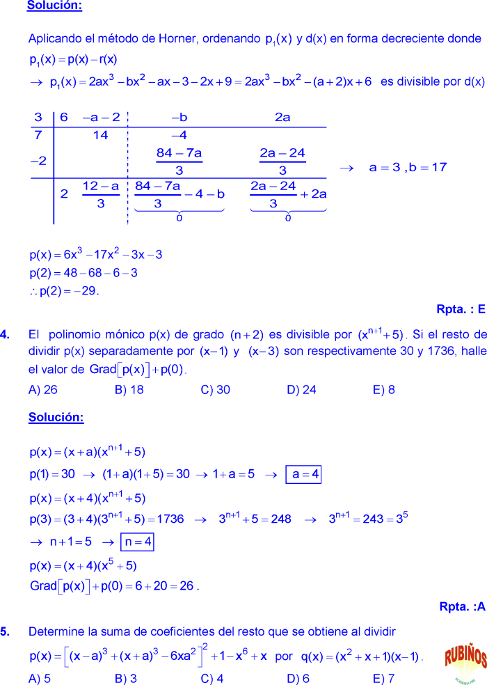 DIVISIÓN DE POLINOMIOS HORNER RUFFINI PASO A PASO DESDE CERO CON ...