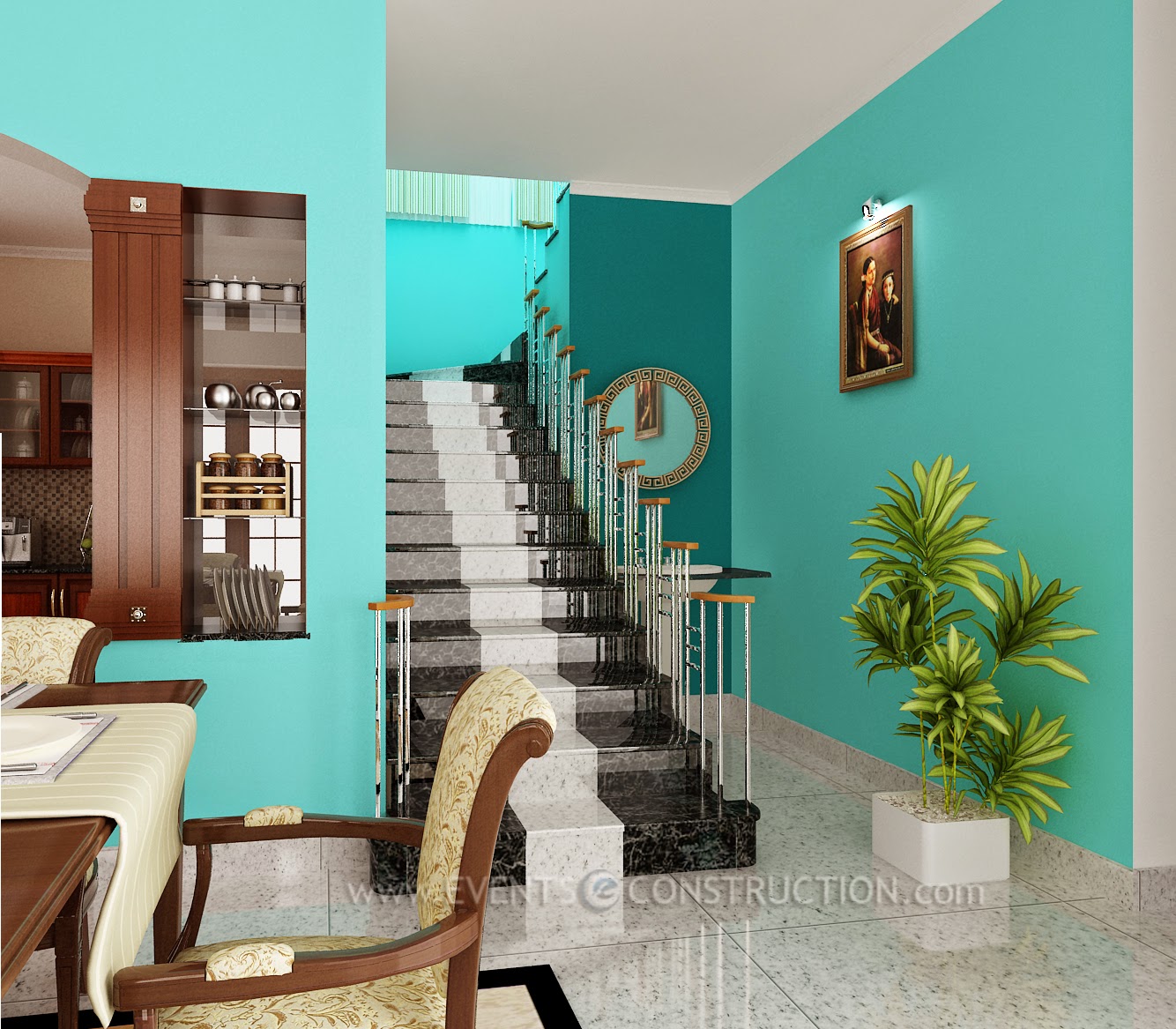 Evens Construction Pvt Ltd Handrail design for Kerala home