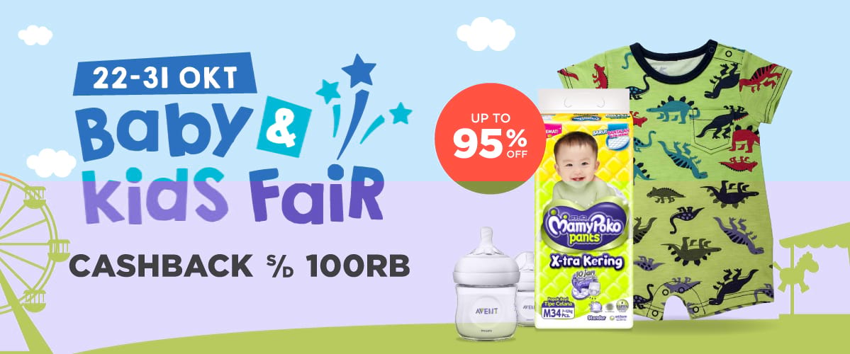 Shopee - Promo Cashback s.d 100 Ribu Baby & Kids Fair + Diskon s.d 95% Shopee - Promo Cashback s.d 100 Ribu Baby & Kids Fair + Diskon s.d 95%