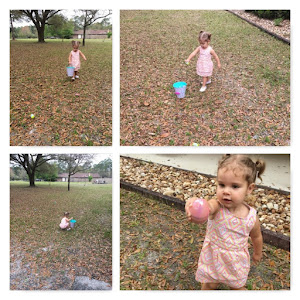 Rory in her Easter dress hunting eggs.