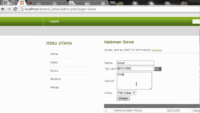 Source Code Absensi Kelas Berbasis Web PHP Source Code Absensi Kelas Berbasis Web PHP
