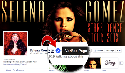 Facebook page verification feature