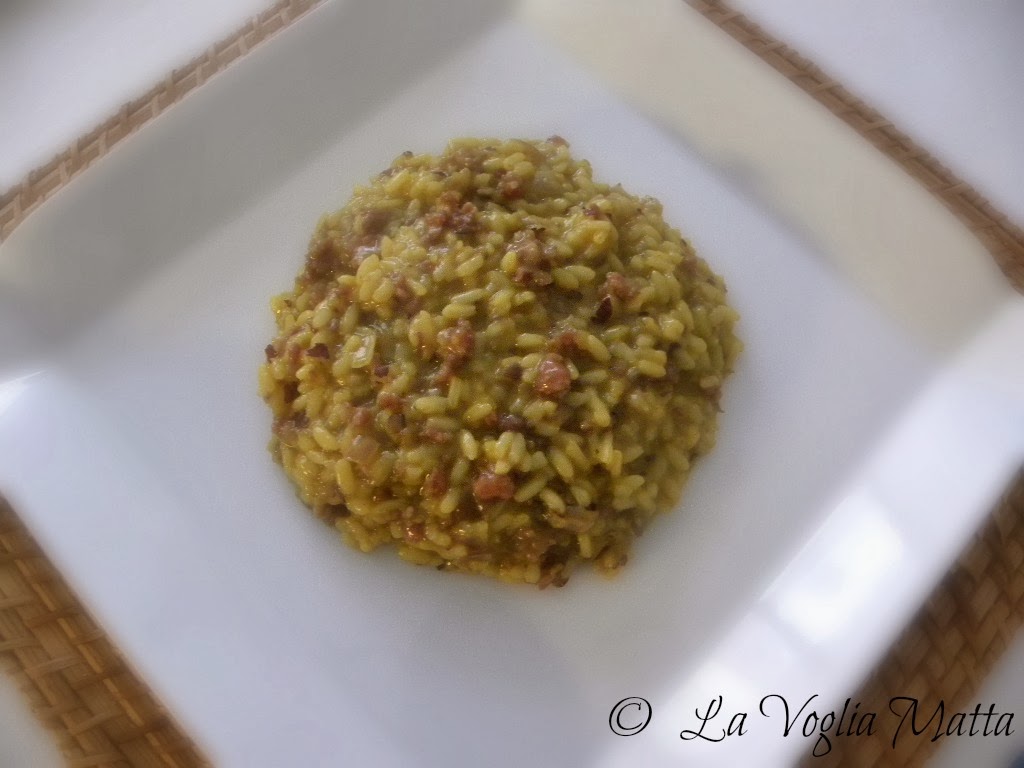 risotto alla salsiccia, fagioli azuki e zafferano