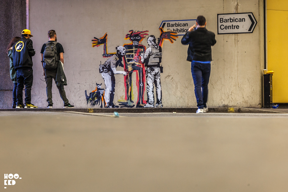 Two Banksy artworks spray-painted in London at the Barbican Centre