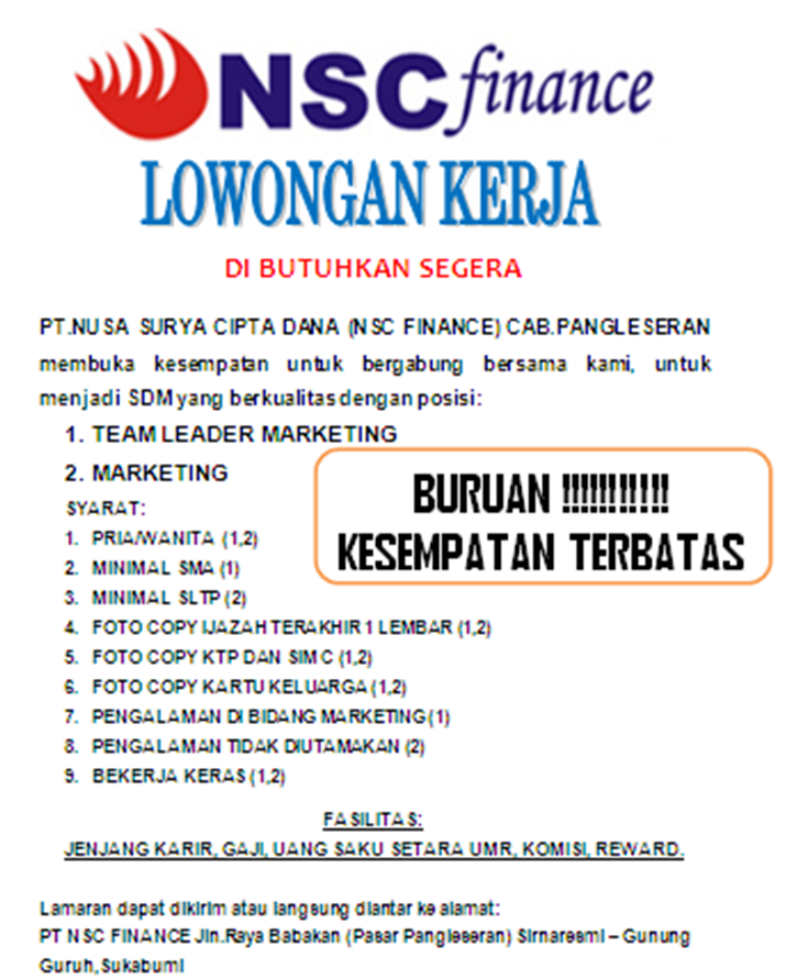 Loker Nsc Finance