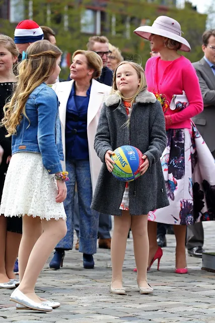 King Willem-Alexander, Queen Maxima, Princess Amalia, Princess Alexia and Princess Ariane, Princess Laurentien, Pieter van Vollenhoven, Prince Maurits and Prince Constantijn attend the 2016 Kings Day celebration in Zwolle