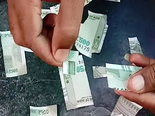₹ 500 notes cuts in pieces on turning due to rising heat and chemical reaction