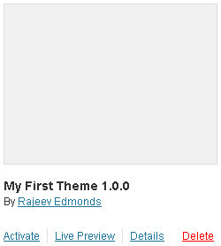 WordPress theme preview without screenshot thumbnail