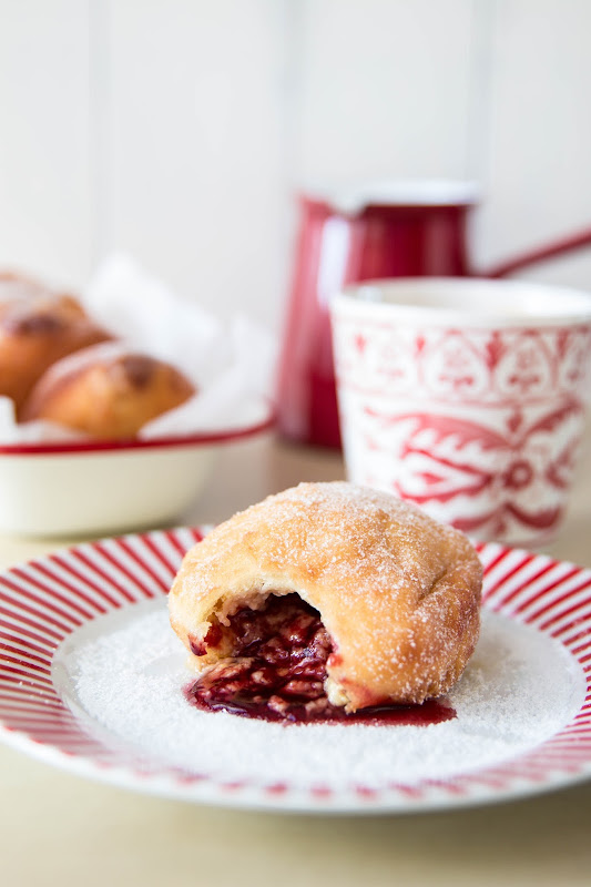 Milk and Honey Blackberry Jam and Custard Doughnuts
