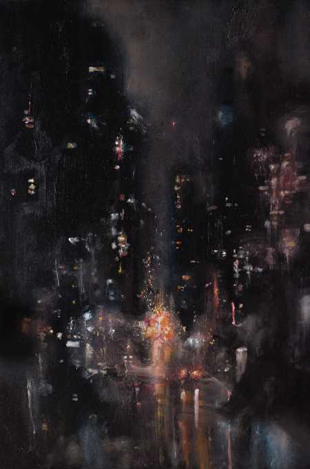Zachary Johnson pinturas cidades a noite solitárias