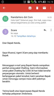 Paket Chatting Tri (3) Tidak Bisa di STOP! yang mencari cara bagaimana unreg paket chat Tri tersebut Paket Chatting Tri (3) Tidak Bisa di STOP!
