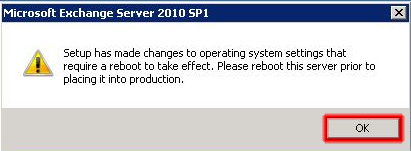 Reinicio del servidor Microsoft Exchange 2010.