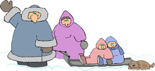 Clipart image of a family outside in winter