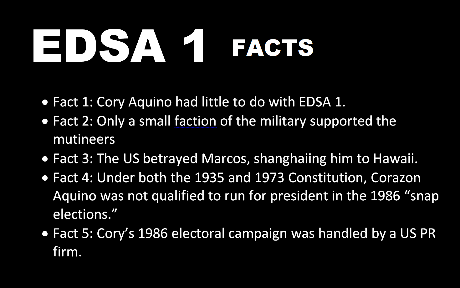 EDSA FACTS: CORY AQUINO was not Qualified to run for President under the 1935 and 1973 Constitution / USA Funded Cory