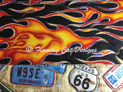 Flame Border Quilting quilting around the flames and signs