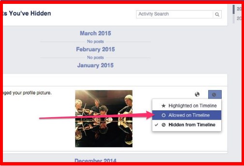 how to unhide a post on facebook timeline