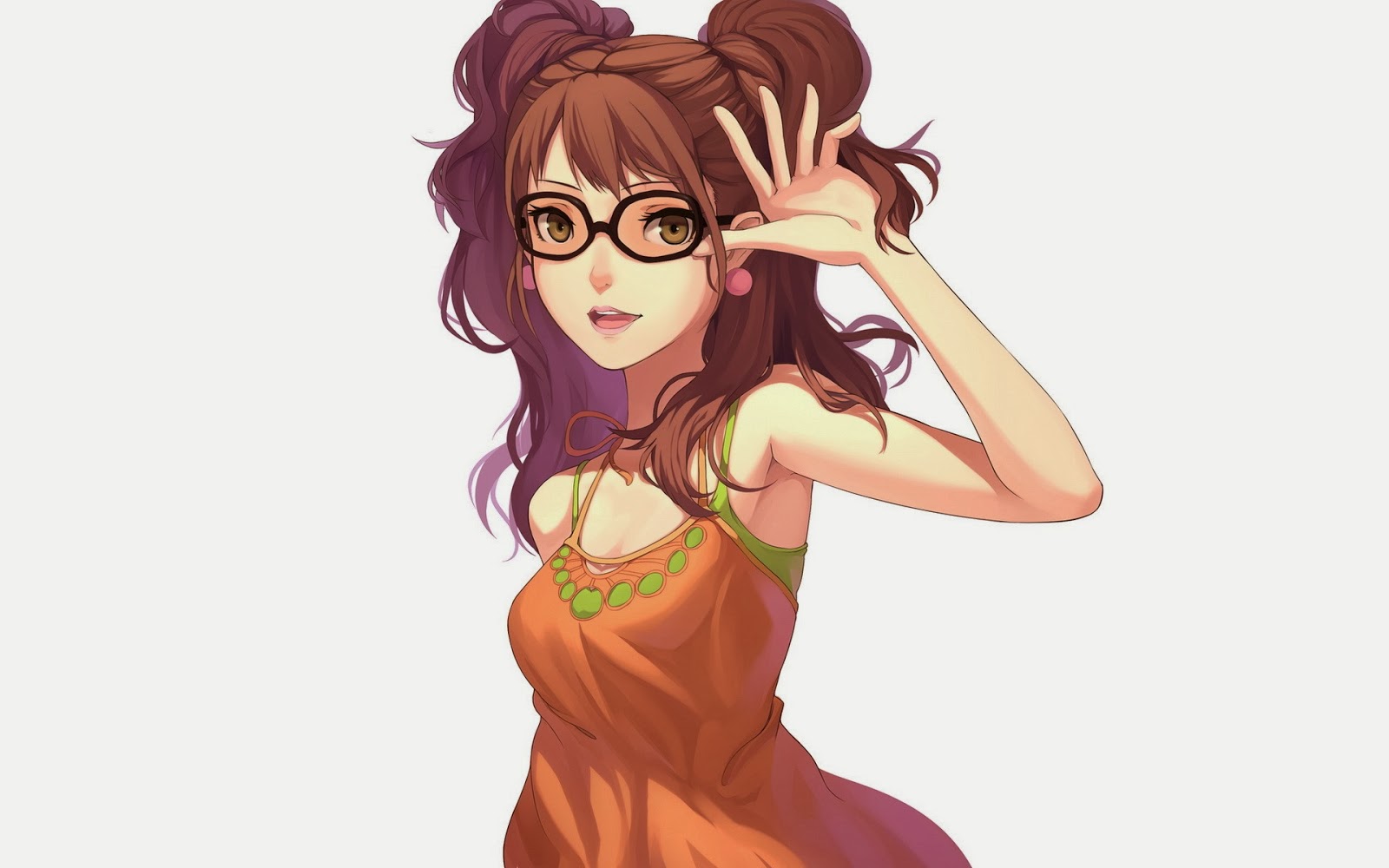 Anime girl brown hair brown eyes glasses Anime girl brown hair brown eyes glasses