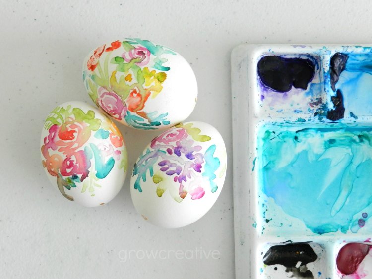 Grow Creative Blog Watercolor Flower Easter Eggs