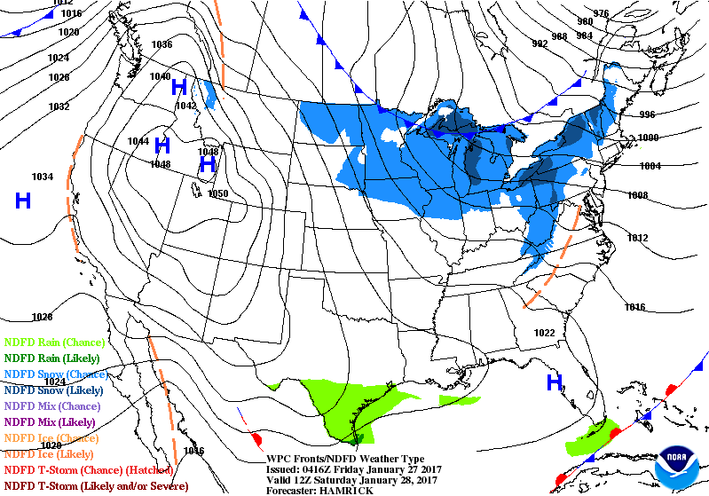 Surface Map for Saturday Jan 28th