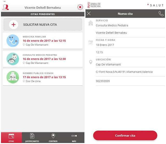App GVA Mes Salut - detalle citas centro de salud App GVA Mes Salut - detalle citas centro de salud