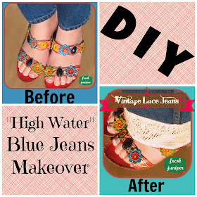 fresh juniper: Vintage Lace Trim Jeans Tutorial - One Hour DIY Boutique ...