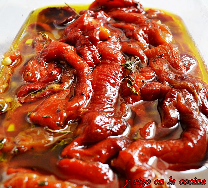 y sigo en la cocina Pimientos asados al horno