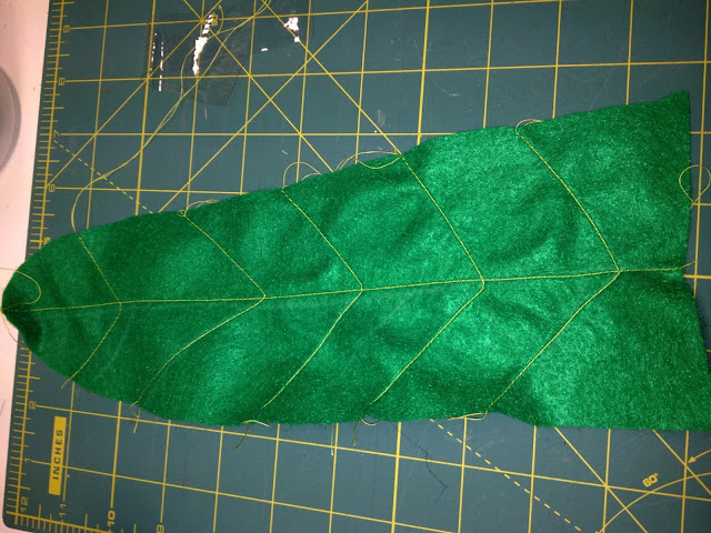 palm with leaf vein stitched