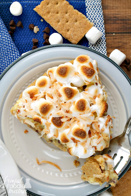 A favorite classic pie & a popular summertime treat come together perfectly in this no-bake S'mores Coconut Cream Pie.