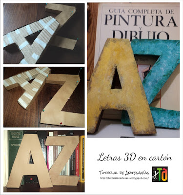 Letras 3 D en cartón pintadas con acrílicos