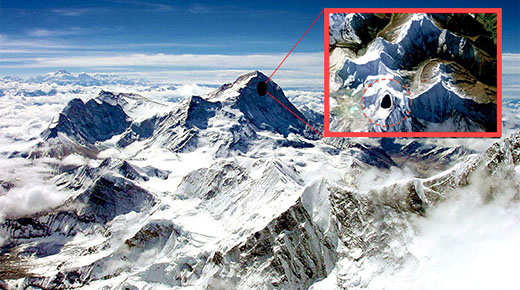 Ufológos descubren entrada a base secreta extraterrestre en un acantilado en las montañas del Himalaya