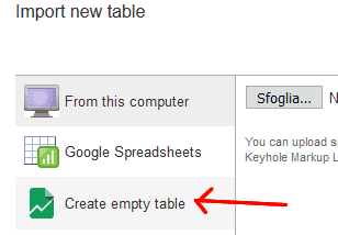 Come creare fusion tables